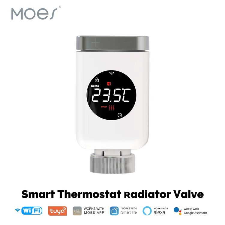 WiFi Smart Thermostat TRV Für Tuya – Programmierbar Mit App & Sprachsteuerung, Batteriebetrieben, Ohne Hub