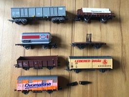 Lima 7 Wagen Anhänger Ovomaltine Esso etc. Antik ca. 1978
