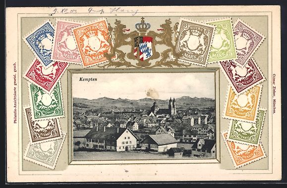 Cartoline postali: Kempten / Allgäu, Totalansicht des Orte – Usato da Berlin venduto da bartko-reher