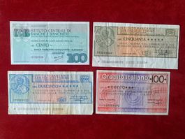 ITALIA - 7 X Mini-Assegni da 50, 100 & 200 LIRE - 1976/1977