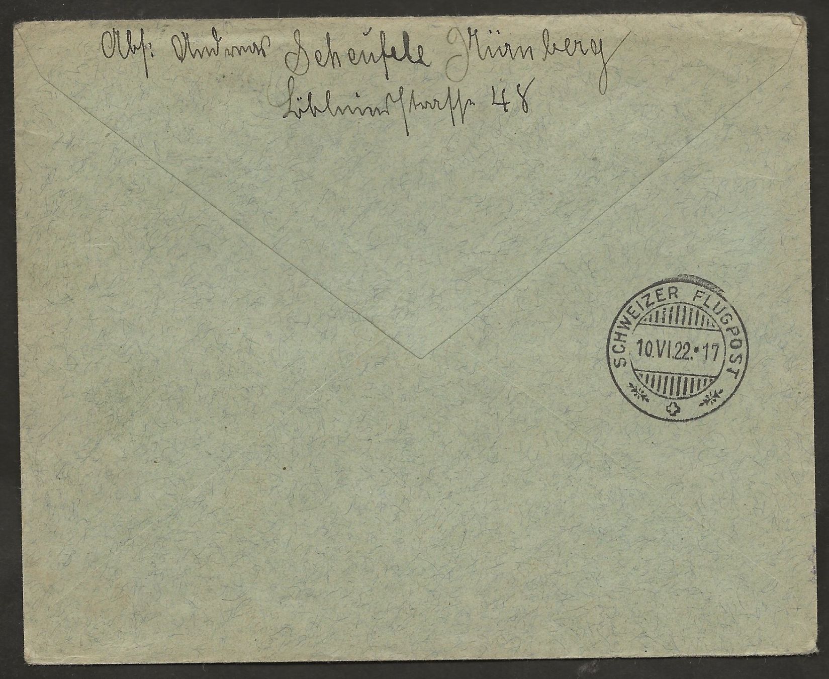 Tutti i francobolli: Flugpost 1922 Nürnberg Zürich Luftpost – Usato da Au ZH venduto da xelagreb01 1