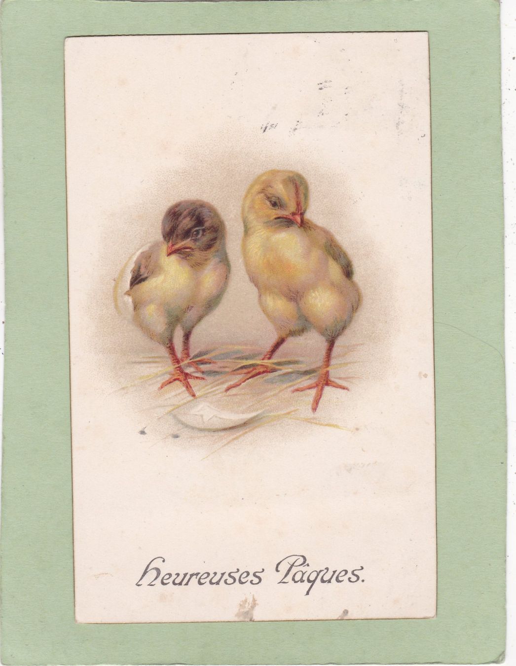 Cartoline postali: Kitsch Küken Heureuses Pâques 1916 – Difettoso da Herisau venduto da Lisegrat2008