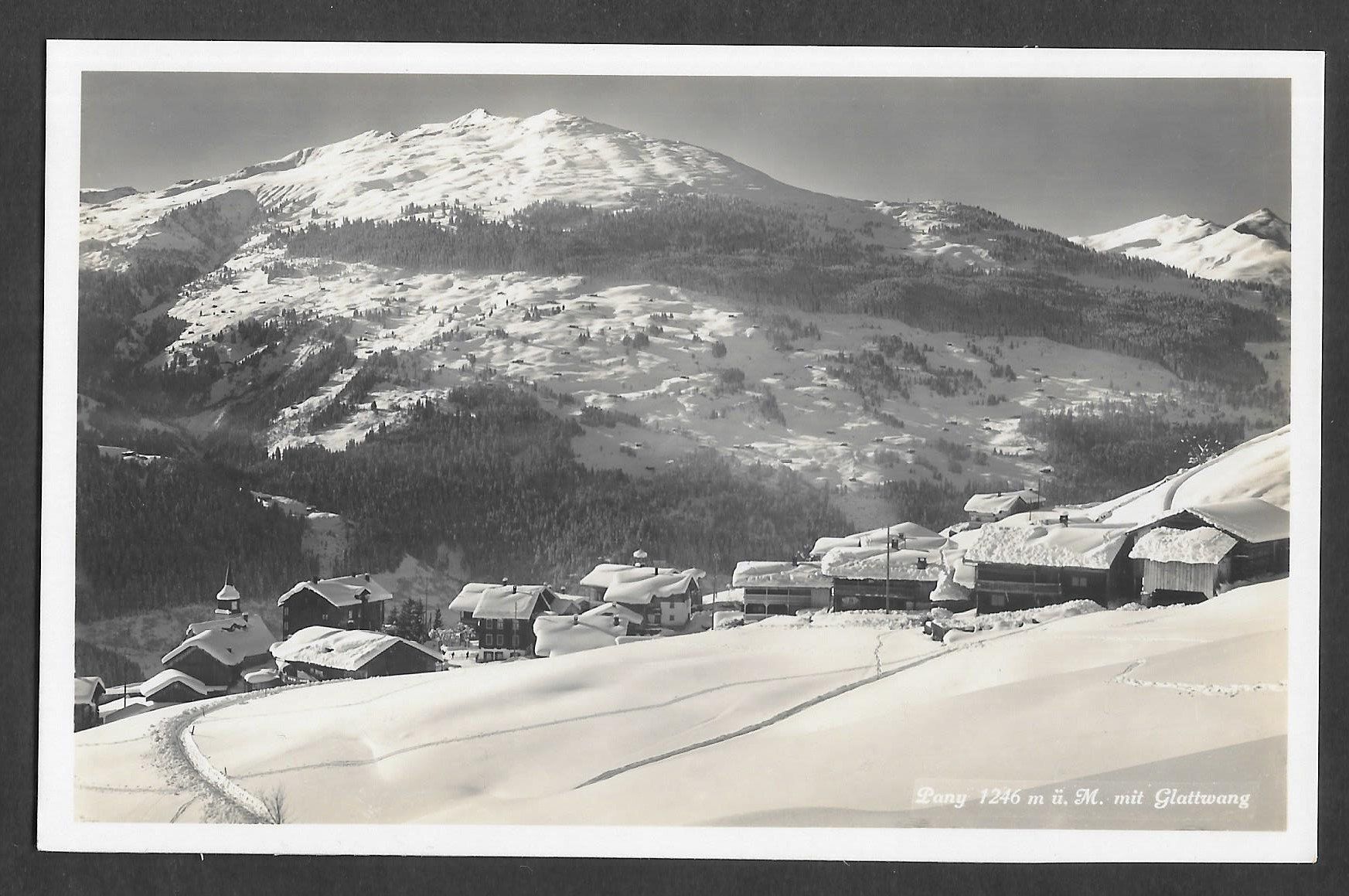 Cartoline postali: Pany Dorfansicht im Winter mit Glattwang – Usato da Olten venduto da clotaldi