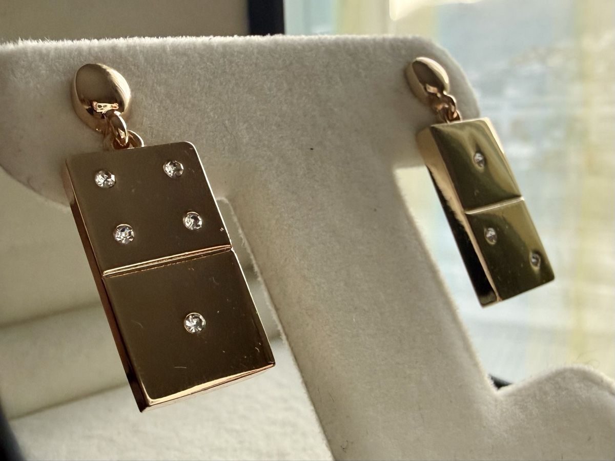 Orecchini pendenti & Orecchini a lobo: Domino-Ohrringe, Goldfarbe Vintage – Usato da Lamone venduto da LaCantinaMagica 5