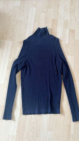 Herren Rollkragenpullover gerippt dunkelblau neuwertig