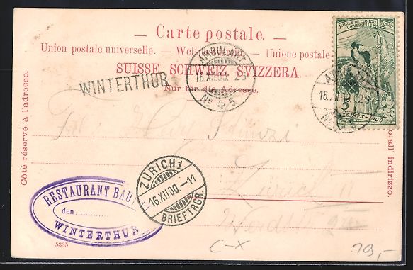 Cartoline postali: Winterthur, Restaurant Bäumli, Garten – Usato da Berlin venduto da bartko-reher 1