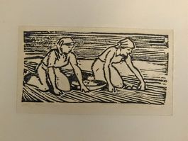 Holzschnitt signiert 1948 mit Passepartout Deutschland
