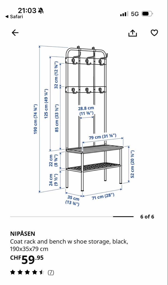 Ikea Guardaroba: Black coat and shoe rack – Usato da Stäfa venduto da CharlotteJB 3