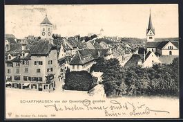 Schaffhausen, Ortsansicht mit Kirche von