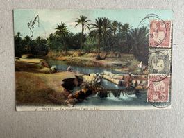 🟡antik Postkarte gelaufen 1907 Briefmarke TUNESIEN SFAX