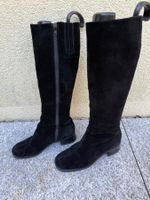 schwarze Damen Stiefel Veloursleder Gr. 38