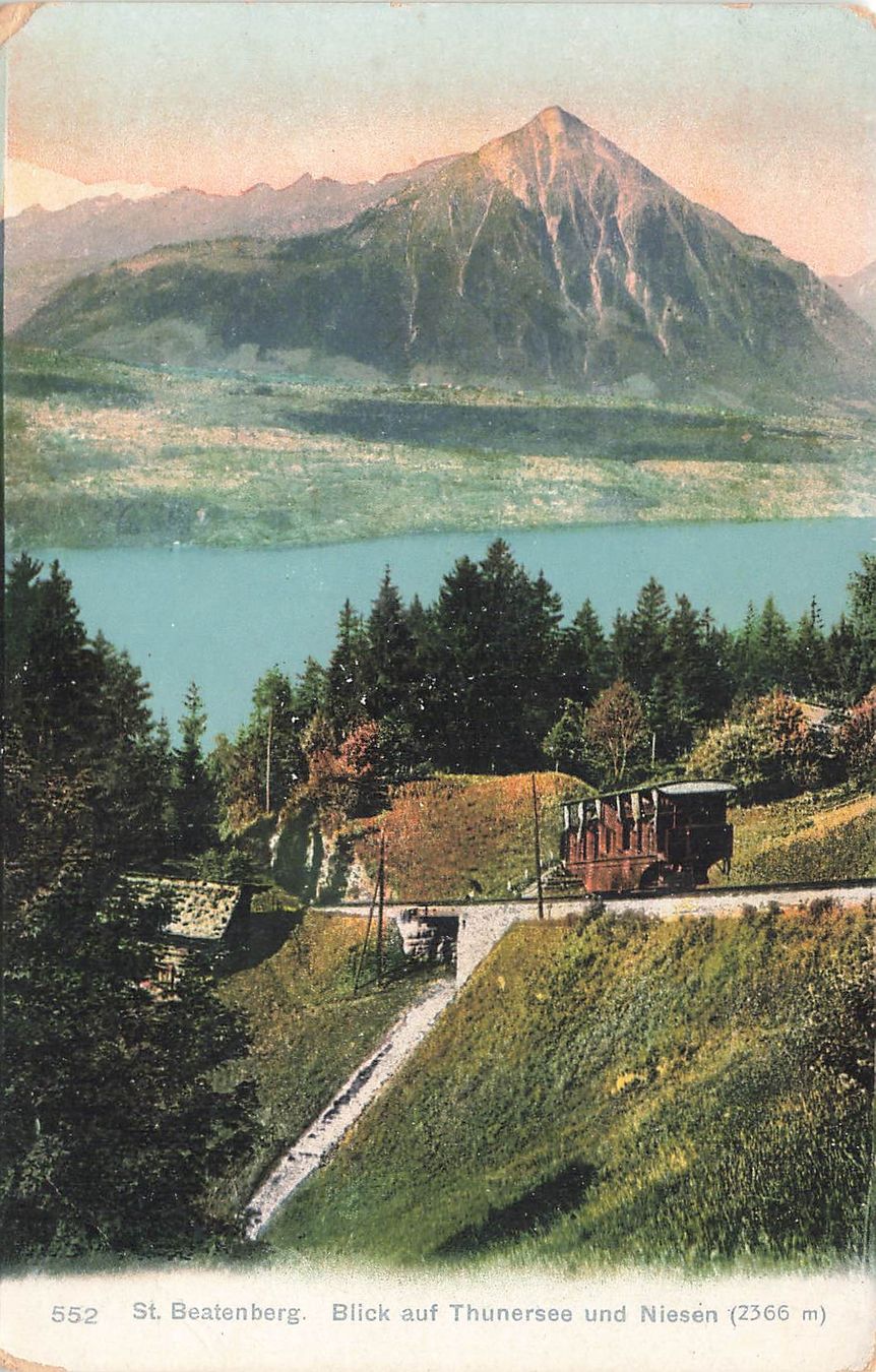 Cartoline postali: Beatenberg (BE) Bahn Thunersee und Niesen – Usato da Biasca venduto da Blenio71