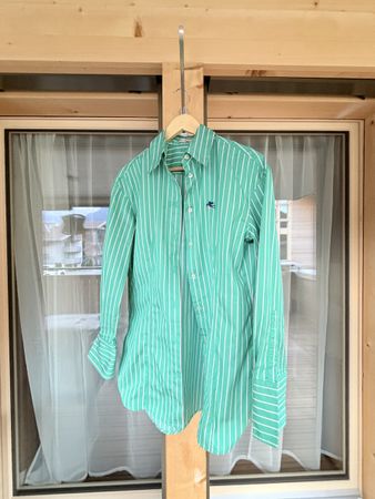 Etro Milano Hemd gestreift grün weiss Grösse 38