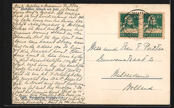 Cartoline postali: AK Adelboden, Gilbach mit Gsür – Usato da Berlin venduto da bartko-reher 1