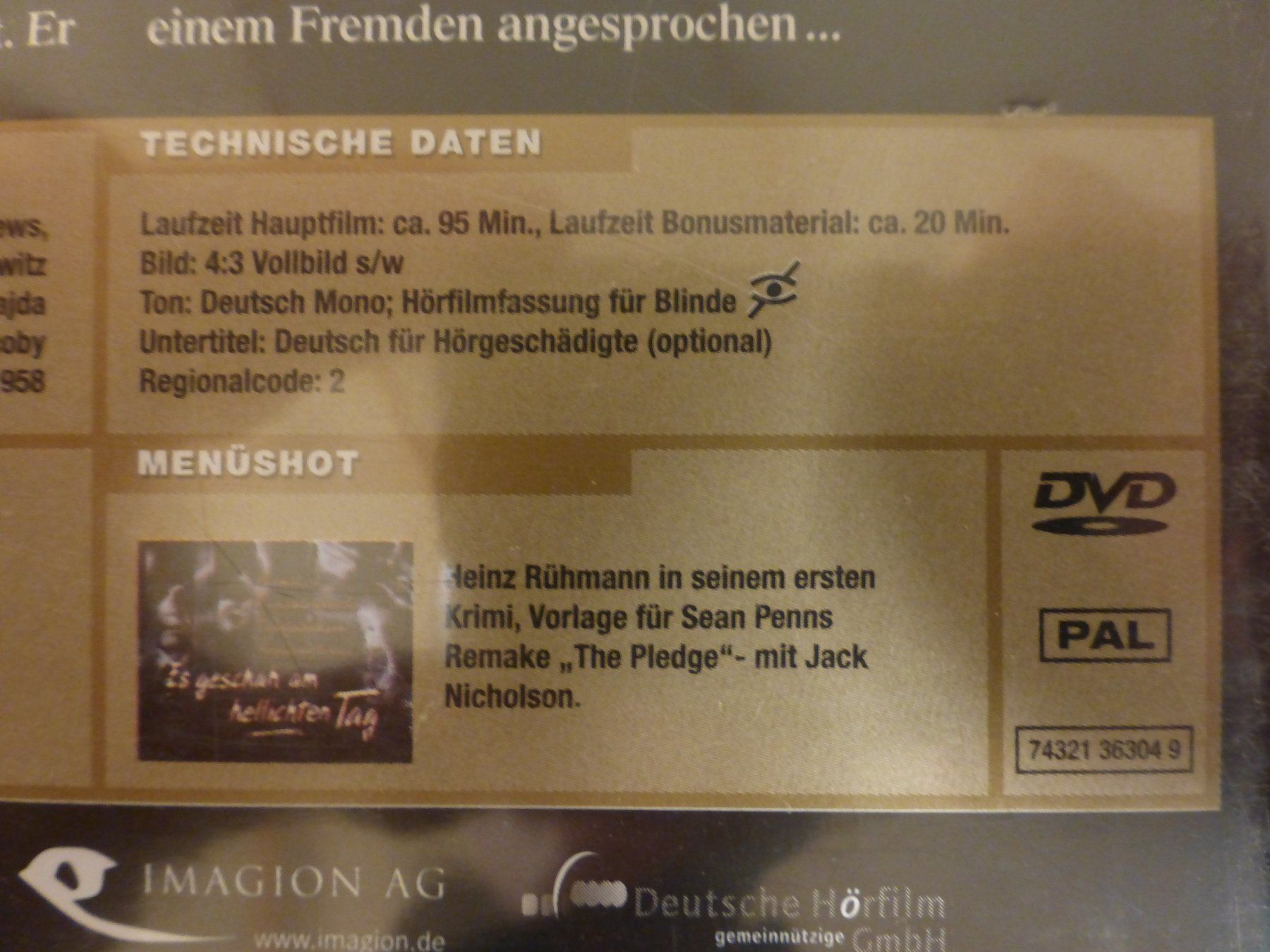 Tutti i DVDs: Es geschah am hellichten Tag DVD – Usato da Zumikon venduto da psisound 4