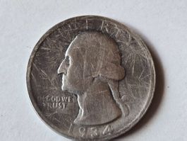 USA Vierteldollar 1934 Washington Adler Muenze Silber