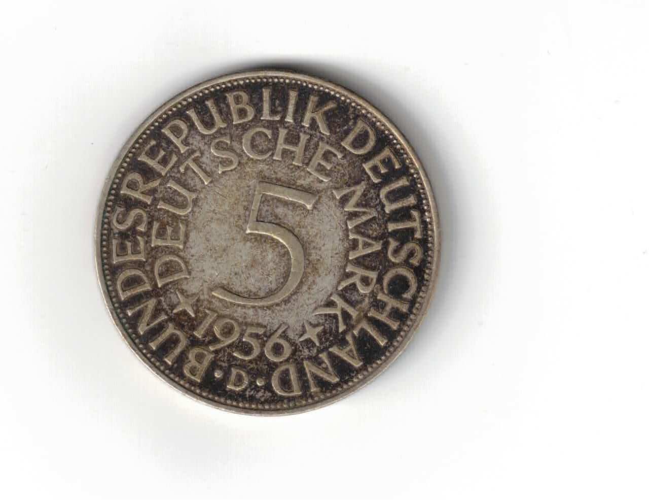 Tutti le monete: 5 DM 1956 Silber – Usato da Bottmingen venduto da Golferin