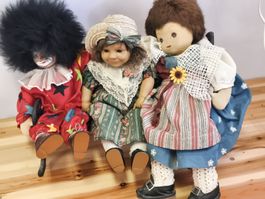 Sammlung Puppen und Miniatur Gartenbank (A67)