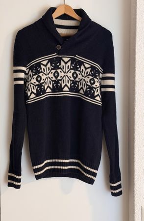 Paul Kehl Strickpullover blau Wolle Grösse S 