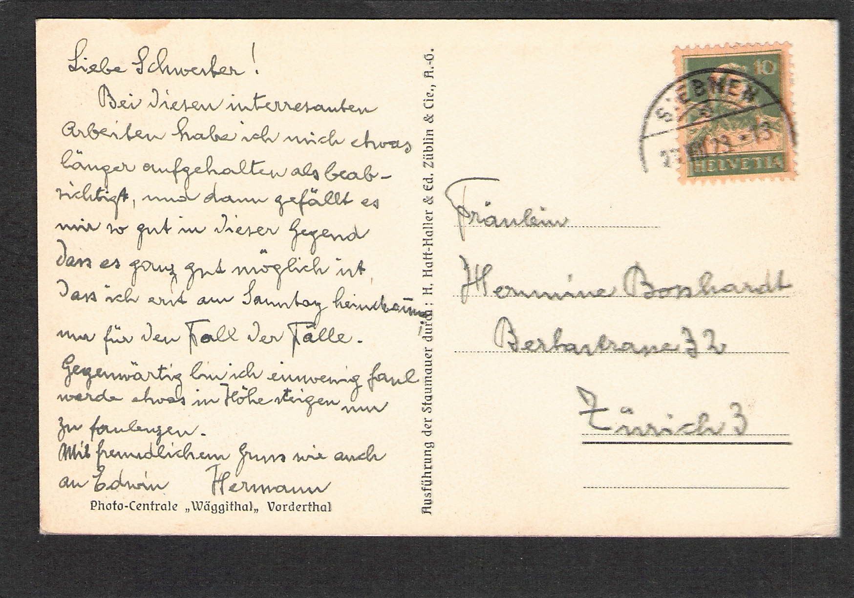 Cartoline postali: AK.SZ Wäggithal,Stausee , 1923 – Usato da Reichenburg venduto da Pipo-67 1