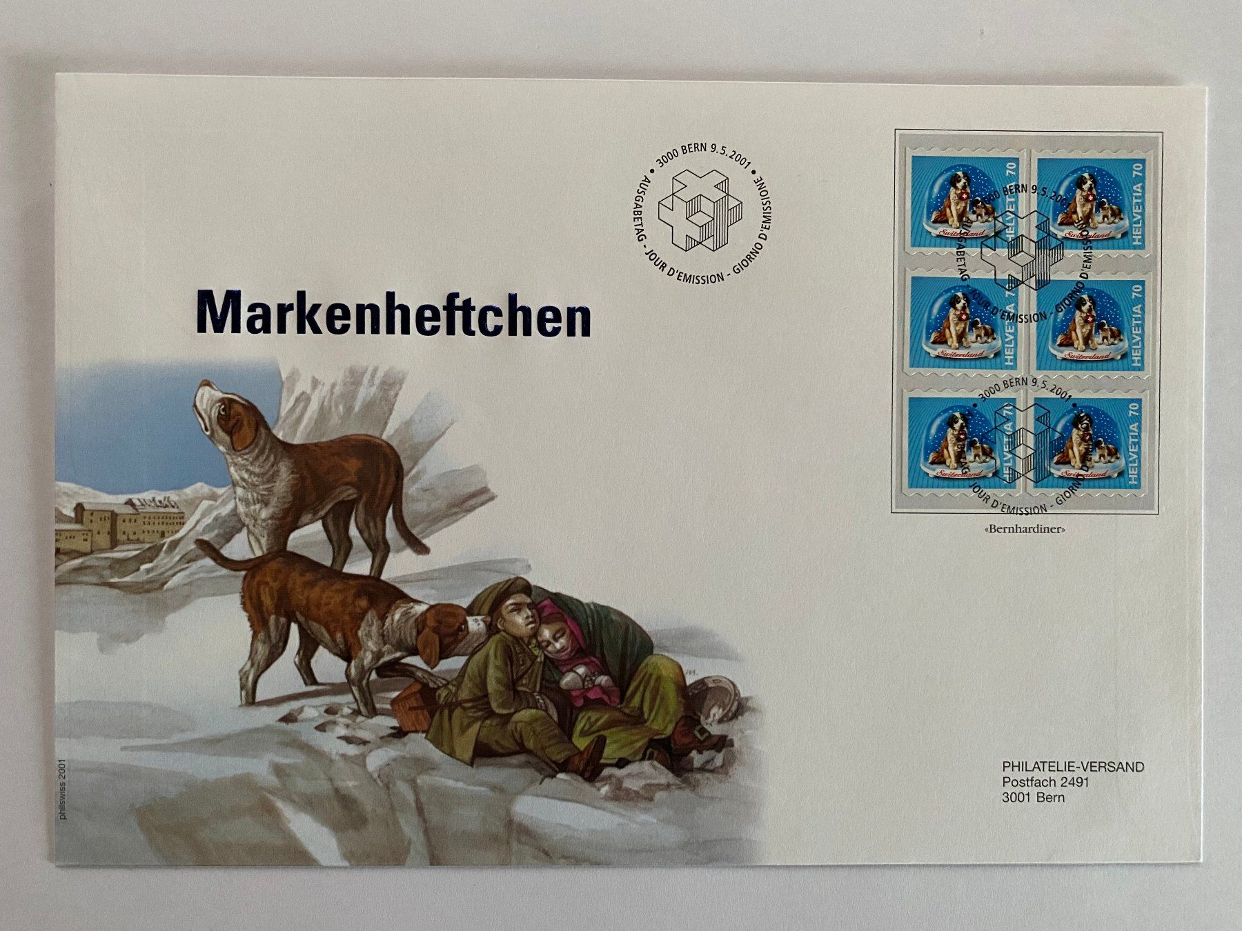 Tutti i francobolli: FDC Grossbrief Bernhardiner  aus MH 2001 ET – Nuovo (secondo la descrizione) da Kirchenthurnen venduto da Scherzengel