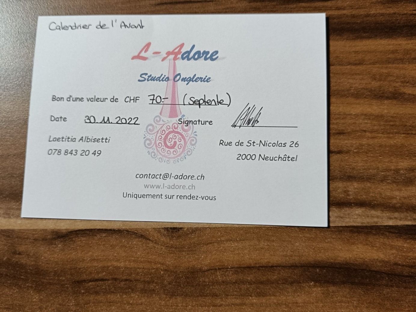 Gutscheine: Gutschein Nagelstudio 70.- L-Adore Studio Neuchatel – Neu (gemäss Beschreibung) aus Jaberg von urig17.