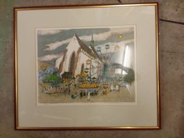Original-Lithographie Marco Richter mit Rahmen 1981 Basel