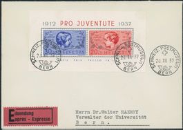 1937 - Pro Juventute - Block - Ersttagsbrief FDC ET - Haerry