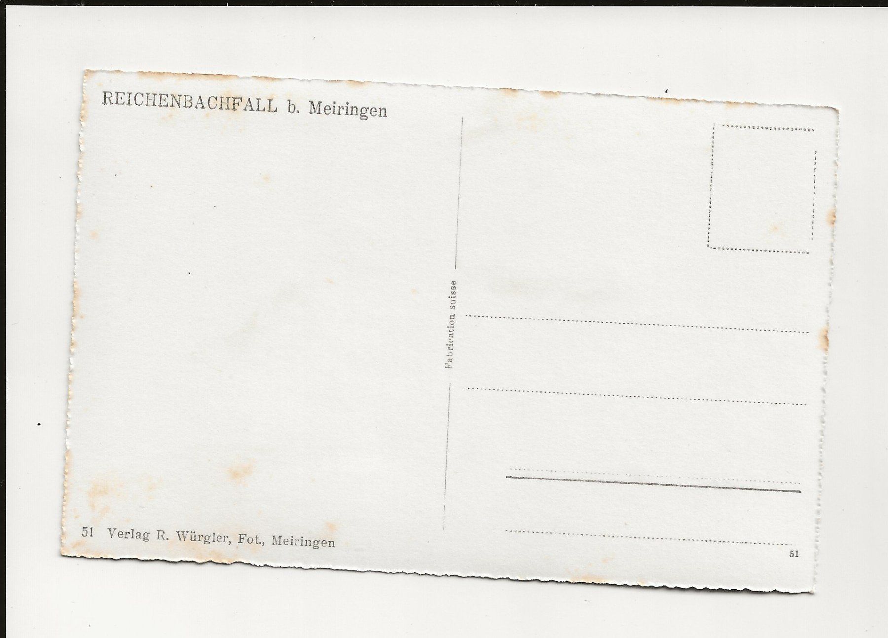 Ansichtskarten: AK ca.1945 Reichenbachfall b. Meiringen – Gebraucht aus Greifensee von 315WDO 1
