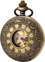 Mechanische Skelett Handaufzug Taschenuhr 2-Seitig mit Box
