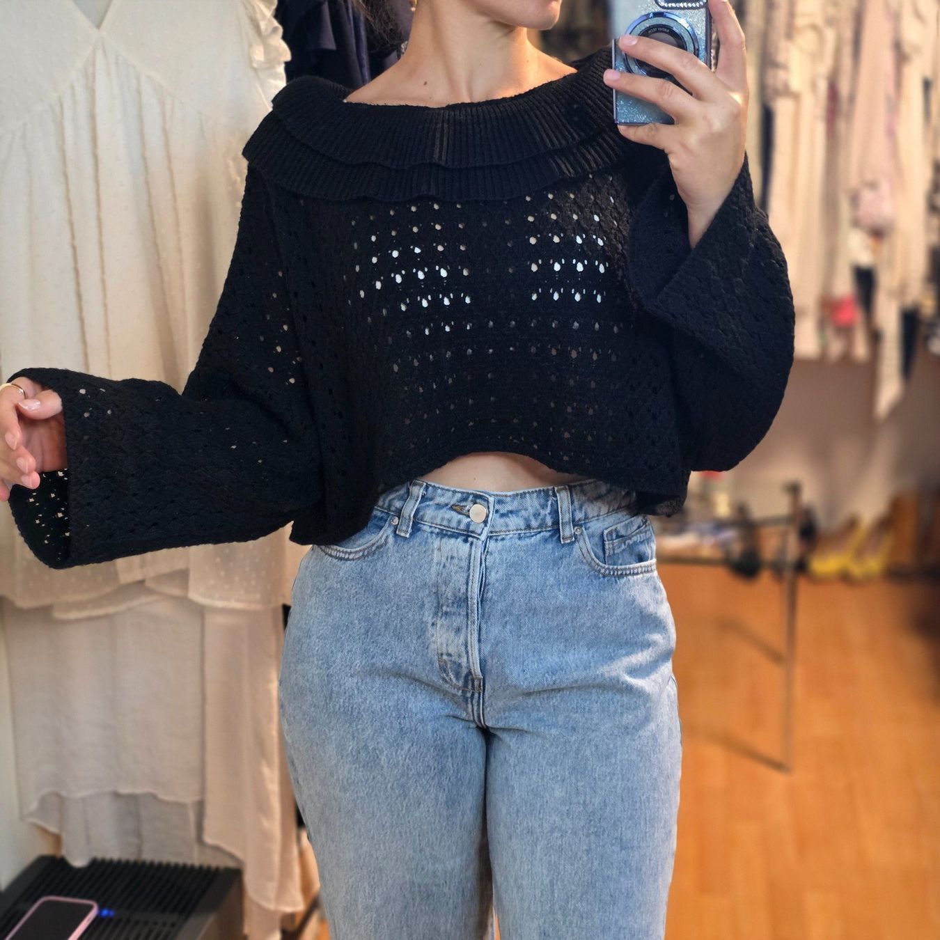 Pullover & Sweatshirts: 🖤 Schwarzer Crop Strickpullover Oversize M/L – Gebraucht aus Wald ZH von CapLux 1