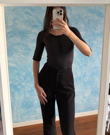 Schwarzes Glitzershirt, XXS