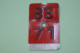 BS 71 - VELONUMMER - FAHRRADSCHILD - PLAQUE DE VELO - BS 71