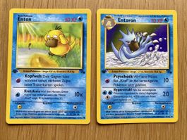 Pokémon Karten Enton und Entoron 1. Edition Fossil 1999