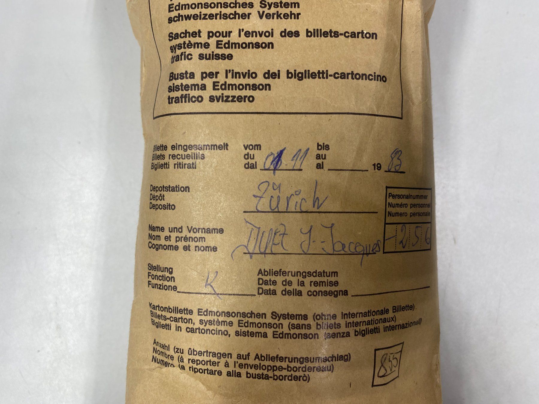 Biglietti: LOT Bahnbillette Zürich //G359 – Usato da Bern venduto da JMsoehne1987