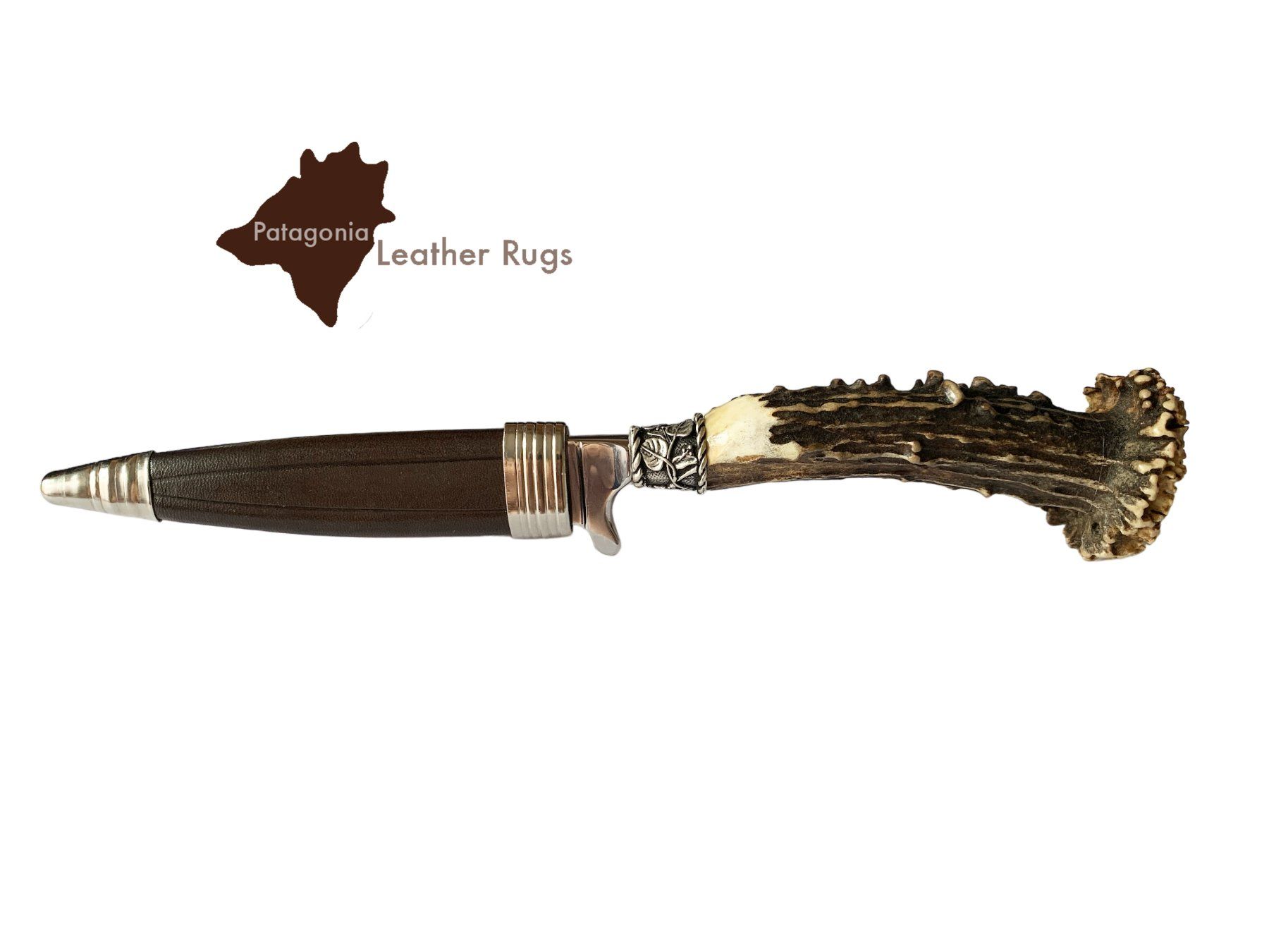 Accessori: Messer mit Griff aus echtem Hirschgeweih mit Lederscheide – Nuovo e nell'imballaggio originale da Arbedo venduto da patagonialeatherrugs 7