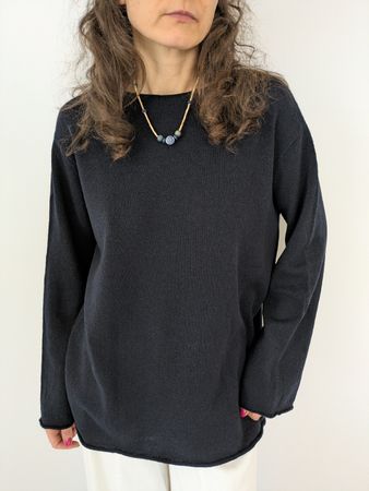 Dunkelblauer Damen-Pullover, Grösse XL Wolle/Kaschmir Mix