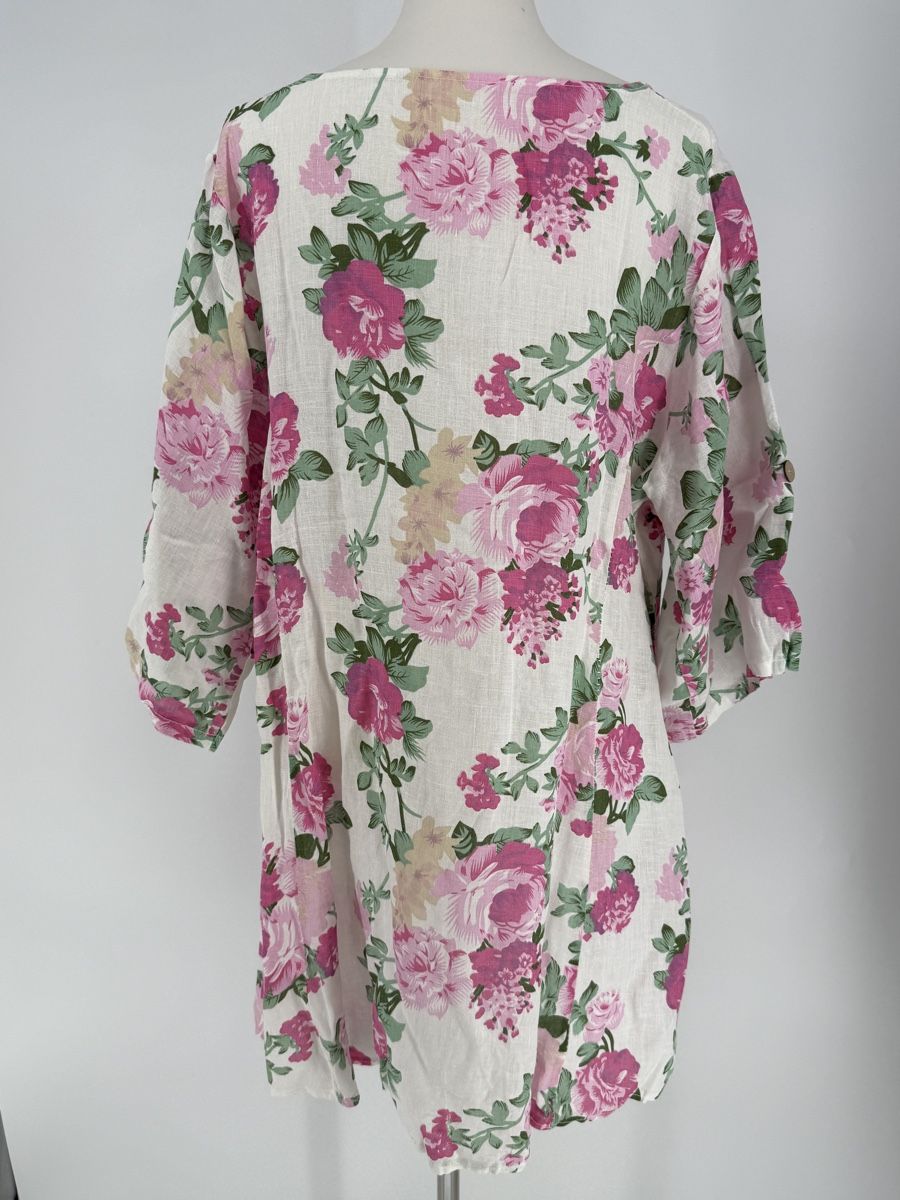 Blusen: Leinen Bluse mit Blumenmuster Gr. 48/50 – Gebraucht aus Auenstein von moin. 3