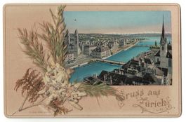Gruss aus Zürich mit Edelweiss, auf Karton gedruckt