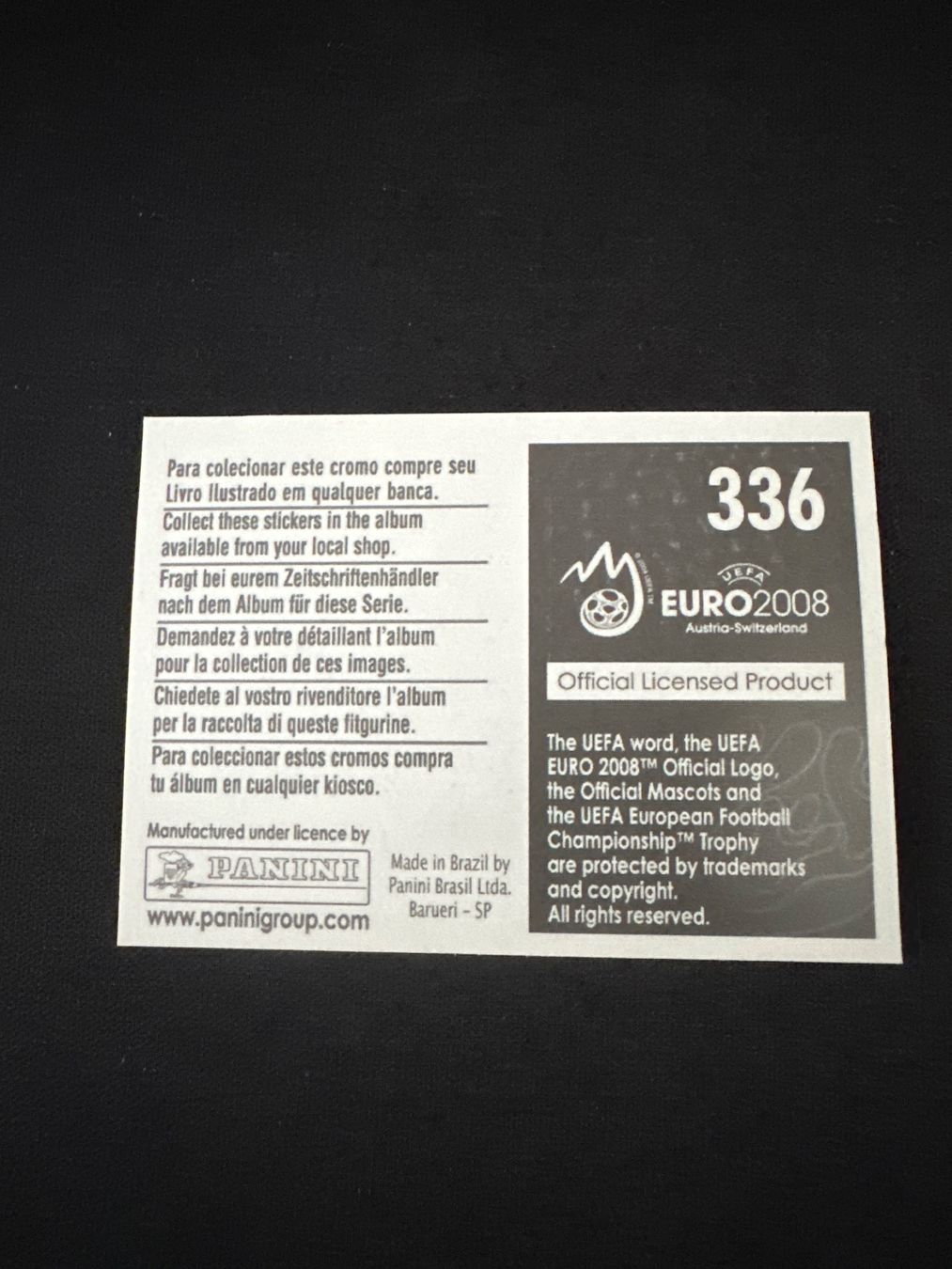 Panini Carte collezionabili: Panini UEFA EM 2008 Sticker - Nr. 336 – Usato da Sulz AG venduto da DealWerk 1