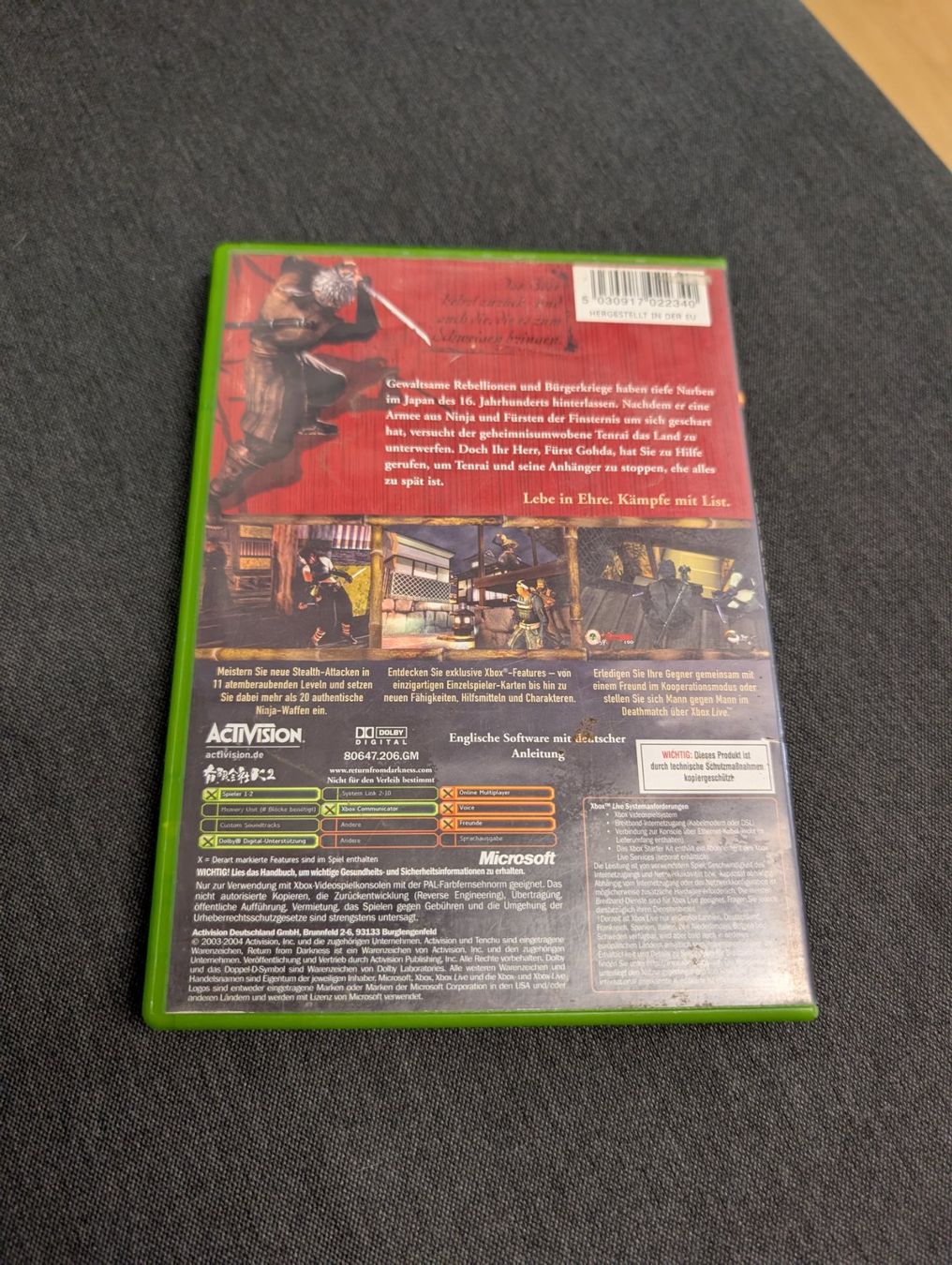 Jeux: Tenchu return from darkness Microsoft Xbox – D'occasion à Giubiasco par Ticinerd 1