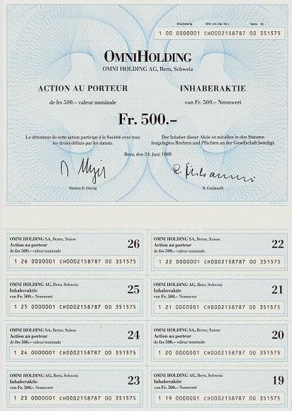 Documenti: Omni Holding, Bern 1988 – Usato da Wald ZH venduto da Mci