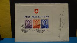 LUZERN, 26.X.36. BRIEF BLOCK PRO PATRIA