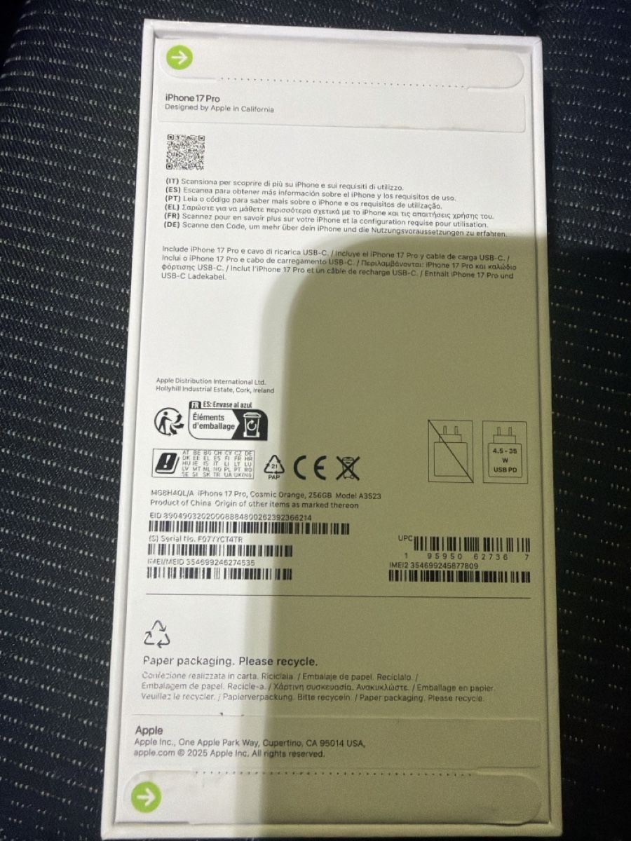 Apple Telefoni cellulari / Smartphones: Iphone 17 pro orange 256gb – Nuovo e nell'imballaggio originale da Winterthur venduto da stipooo97 1