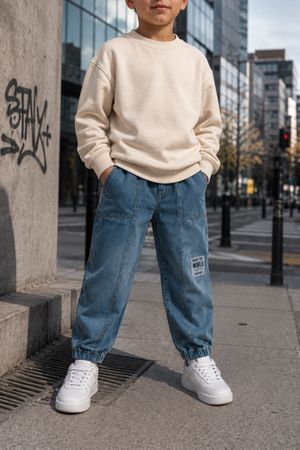 PANTALON CARGO EN JEAN POUR ENFANT