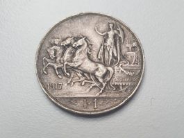 🇮🇹 Italy 1 lira 1917 XF. Vittorio Emanuele III