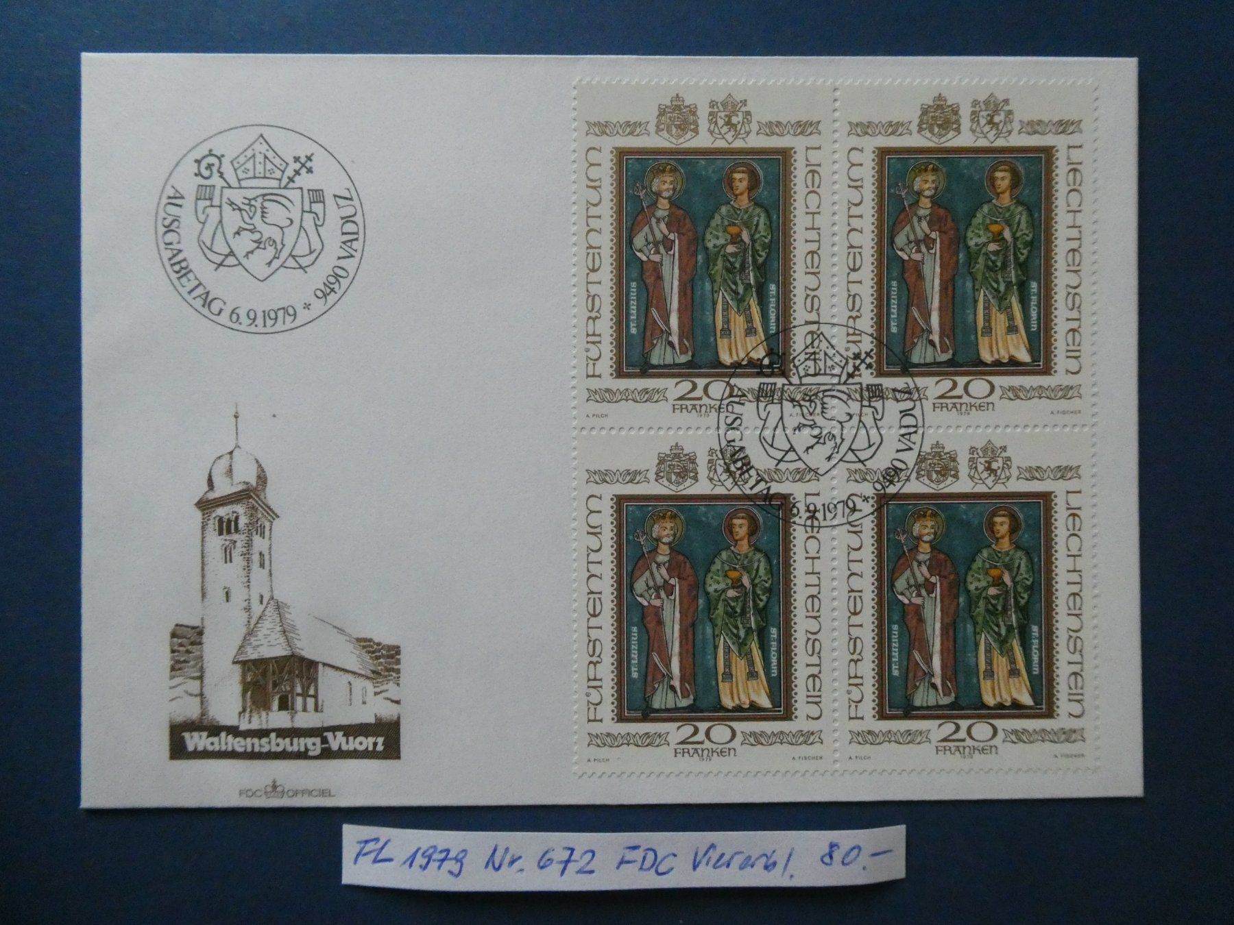 Tutti i francobolli: FL 1979 Nr. 672 Viererblock FDC – Usato da Lausen venduto da Herbamare01