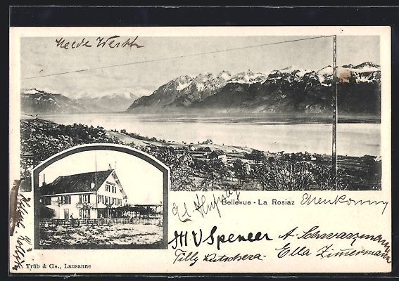 Cartoline postali: La Rosiaz, Das Café Bellevue, Ortsansic – Usato da Berlin venduto da bartko-reher