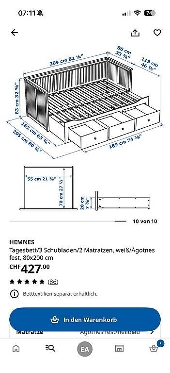 Ikea Lits: Hemnes Bett – D'occasion à Lachen SZ par eyl_d7sz 2
