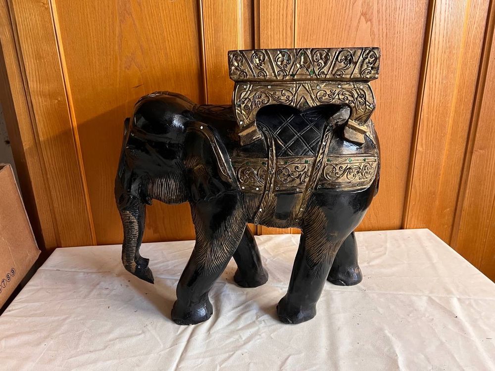 Holz Elefant Figur Paar | Handgefertigte Tischdekoration | Rustikale Deko Für Wohnzimmer & Büro